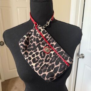 Coach Red and Brown Wristlet with Elegant Design